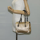 PRADA Chain Shoulder Bag Satin Beige Silver Auth 141037V-27