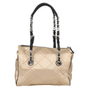 PRADA Chain Shoulder Bag Satin Beige Silver Auth 141037V-3