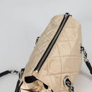 PRADA Chain Shoulder Bag Satin Beige Silver Auth 141037V-6