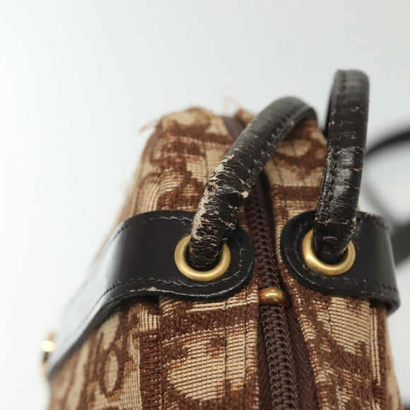 Christian Dior Trotter Canvas Shoulder Bag Brown Gold Auth 141040