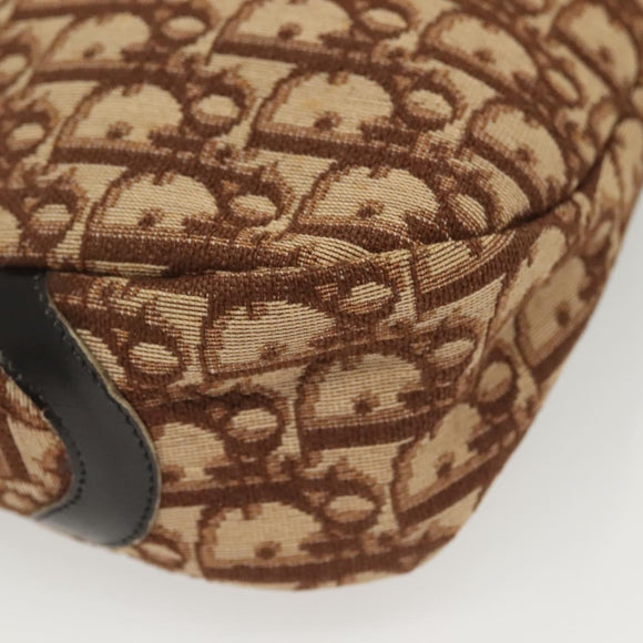 Christian Dior Trotter Canvas Shoulder Bag Brown Gold Auth 141040