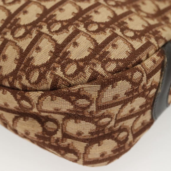 Christian Dior Trotter Canvas Shoulder Bag Brown Gold Auth 141040