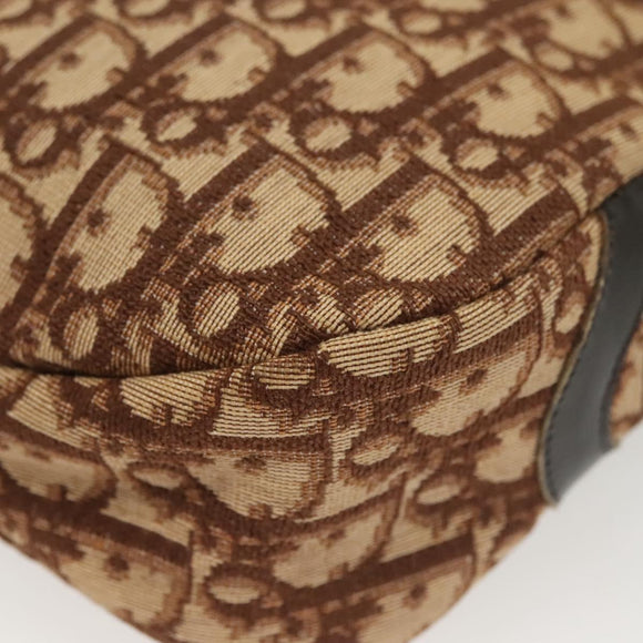 Christian Dior Trotter Canvas Shoulder Bag Brown Gold Auth 141040