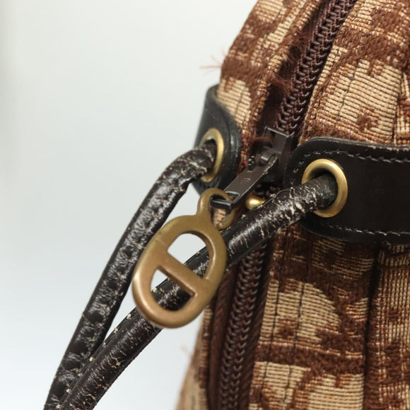 Christian Dior Trotter Canvas Shoulder Bag Brown Gold Auth 141040