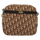 Christian Dior Trotter Canvas Shoulder Bag Brown Gold Auth 141040-2