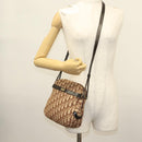 Christian Dior Trotter Canvas Shoulder Bag Brown Gold Auth 141040-23