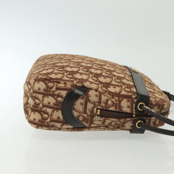 Christian Dior Trotter Canvas Shoulder Bag Brown Gold Auth 141040