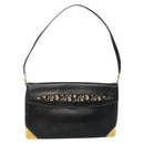 Christian Dior Trotter Canvas Shoulder Bag Leather Black Gold Auth 141053-1
