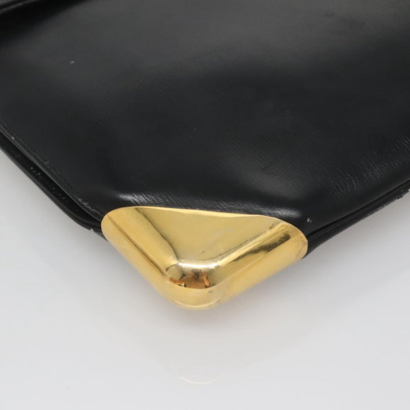 Christian Dior Trotter Canvas Shoulder Bag Leather Black Gold Auth 141053