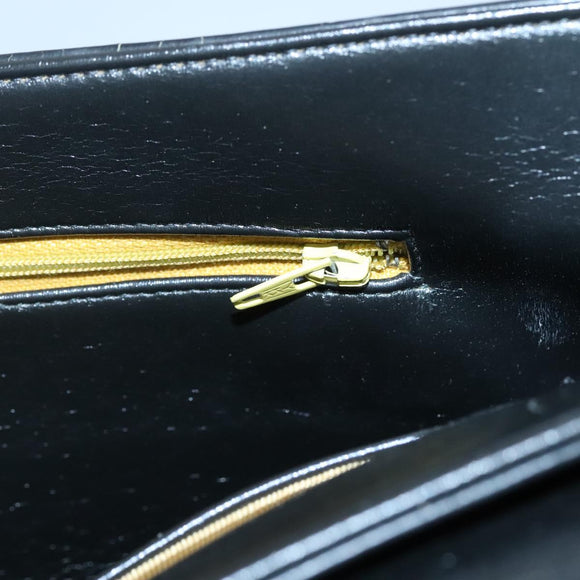 Christian Dior Trotter Canvas Shoulder Bag Leather Black Gold Auth 141053