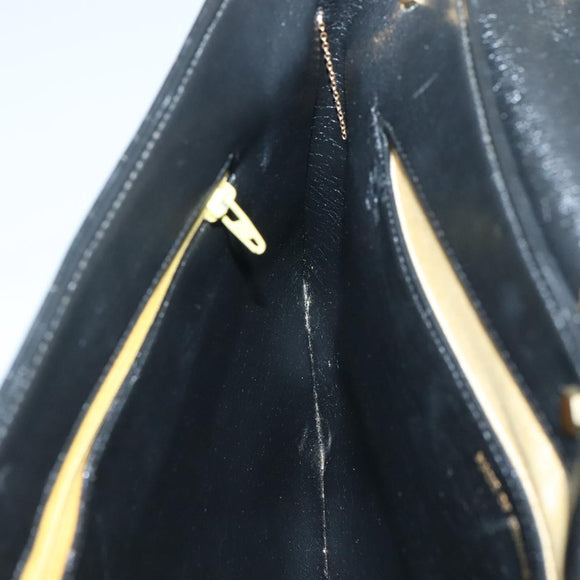 Christian Dior Trotter Canvas Shoulder Bag Leather Black Gold Auth 141053