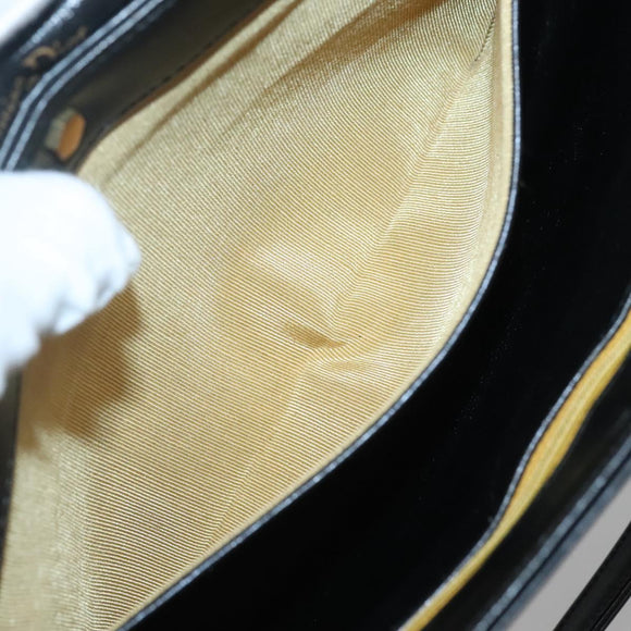 Christian Dior Trotter Canvas Shoulder Bag Leather Black Gold Auth 141053