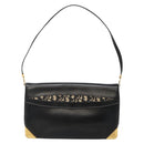 Christian Dior Trotter Canvas Shoulder Bag Leather Black Gold Auth 141053-13