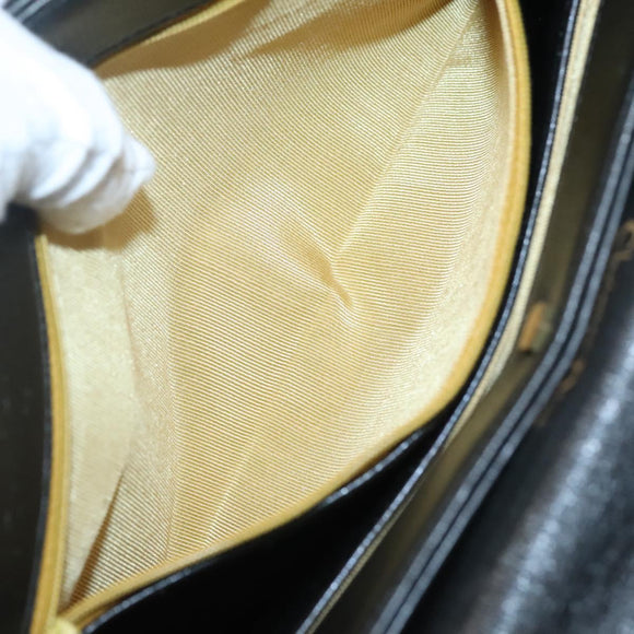 Christian Dior Trotter Canvas Shoulder Bag Leather Black Gold Auth 141053