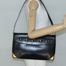 Christian Dior Trotter Canvas Shoulder Bag Leather Black Gold Auth 141053-21