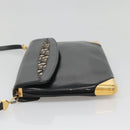 Christian Dior Trotter Canvas Shoulder Bag Leather Black Gold Auth 141053-3