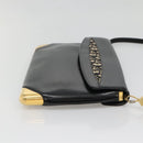 Christian Dior Trotter Canvas Shoulder Bag Leather Black Gold Auth 141053-4