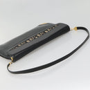 Christian Dior Trotter Canvas Shoulder Bag Leather Black Gold Auth 141053-7