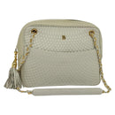 BALLY Chain Shoulder Bag Leather Ivory Gold Auth 141066-1