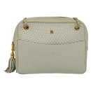 BALLY Chain Shoulder Bag Leather Ivory Gold Auth 141066-13