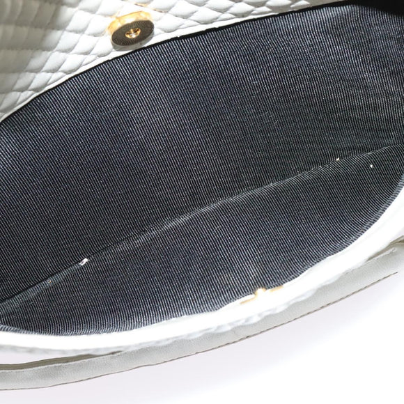 BALLY Chain Shoulder Bag Leather Ivory Gold Auth 141066