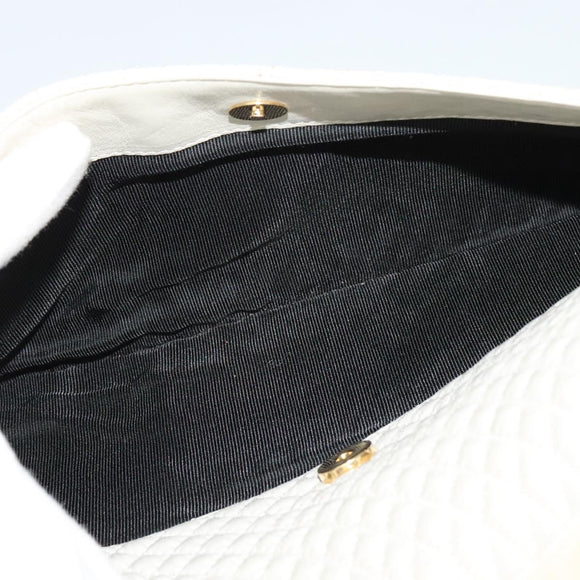 BALLY Chain Shoulder Bag Leather Ivory Gold Auth 141066