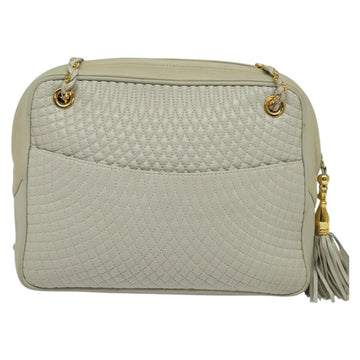 BALLY Chain Shoulder Bag Leather Ivory Gold Auth 141066 - 0