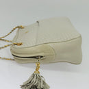 BALLY Chain Shoulder Bag Leather Ivory Gold Auth 141066-3