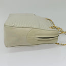 BALLY Chain Shoulder Bag Leather Ivory Gold Auth 141066-4