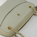BALLY Chain Shoulder Bag Leather Ivory Gold Auth 141066-6