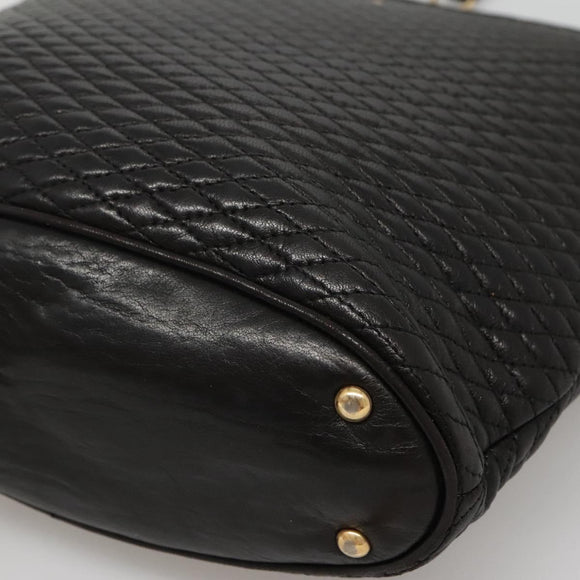 BALLY Chain Shoulder Bag Leather Black Gold Auth 141067