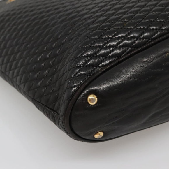 BALLY Chain Shoulder Bag Leather Black Gold Auth 141067