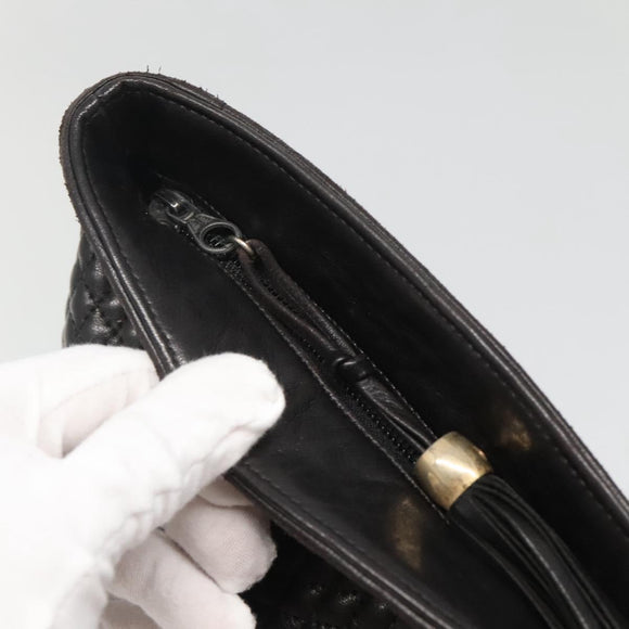 BALLY Chain Shoulder Bag Leather Black Gold Auth 141067