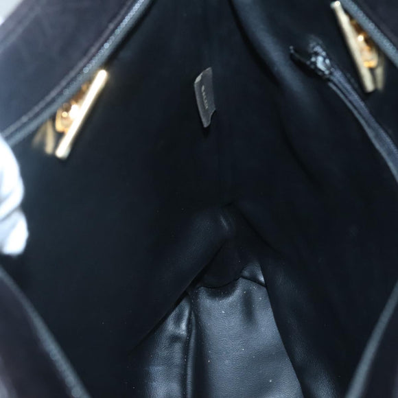 BALLY Chain Shoulder Bag Leather Black Gold Auth 141067