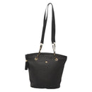 BALLY Chain Shoulder Bag Leather Black Gold Auth 141067-13