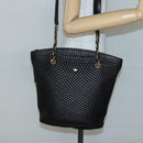 BALLY Chain Shoulder Bag Leather Black Gold Auth 141067-21