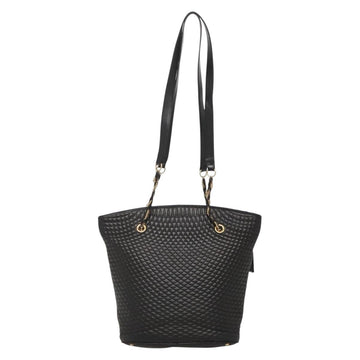 BALLY Chain Shoulder Bag Leather Black Gold Auth 141067 - 0