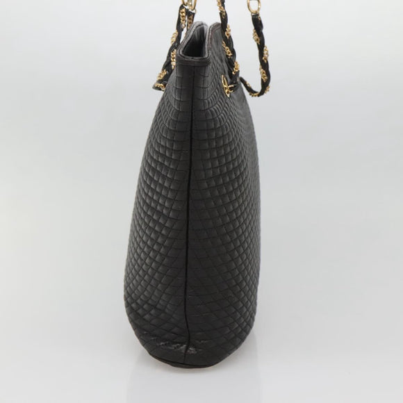 BALLY Chain Shoulder Bag Leather Black Gold Auth 141067