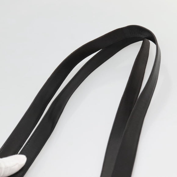 BALLY Chain Shoulder Bag Leather Black Gold Auth 141067