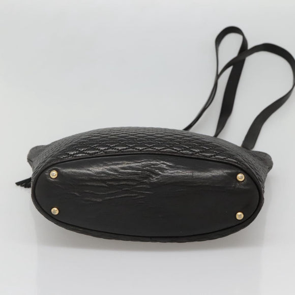 BALLY Chain Shoulder Bag Leather Black Gold Auth 141067