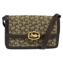 CELINE C Sulky Shoulder Bag Canvas Brown Gold Auth 141070-1