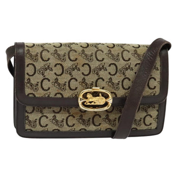 CELINE C Sulky Shoulder Bag Canvas Brown Gold Auth 141070