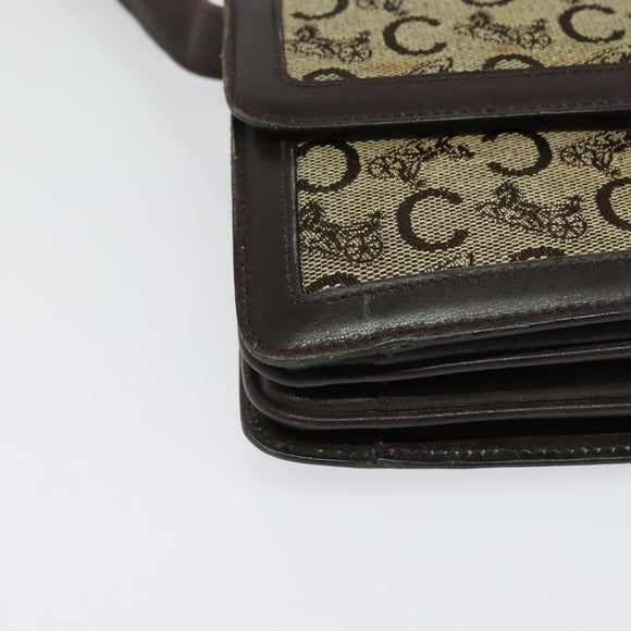 CELINE C Sulky Shoulder Bag Canvas Brown Gold Auth 141070