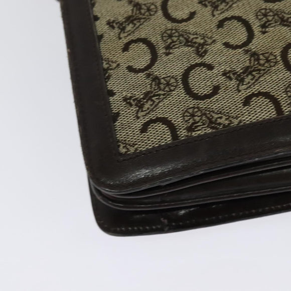 CELINE C Sulky Shoulder Bag Canvas Brown Gold Auth 141070