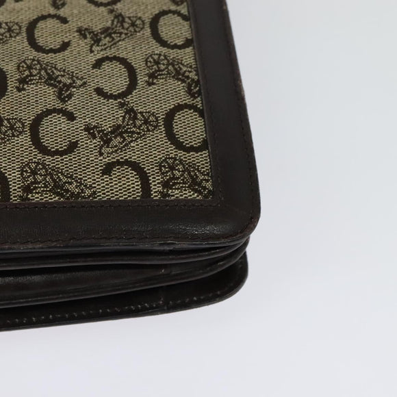 CELINE C Sulky Shoulder Bag Canvas Brown Gold Auth 141070