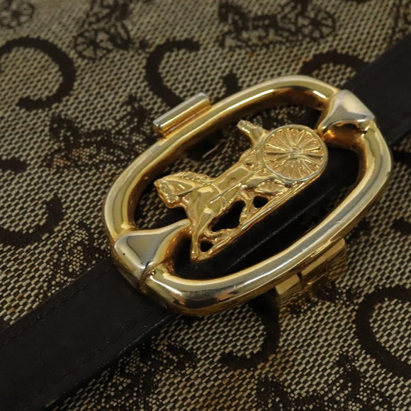 CELINE C Sulky Shoulder Bag Canvas Brown Gold Auth 141070