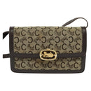 CELINE C Sulky Shoulder Bag Canvas Brown Gold Auth 141070-13