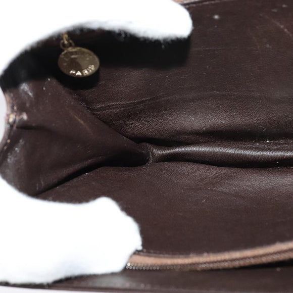 CELINE C Sulky Shoulder Bag Canvas Brown Gold Auth 141070