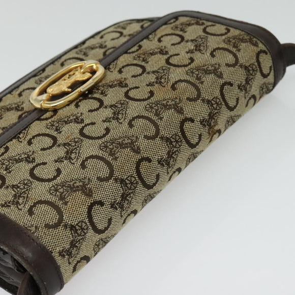 CELINE C Sulky Shoulder Bag Canvas Brown Gold Auth 141070