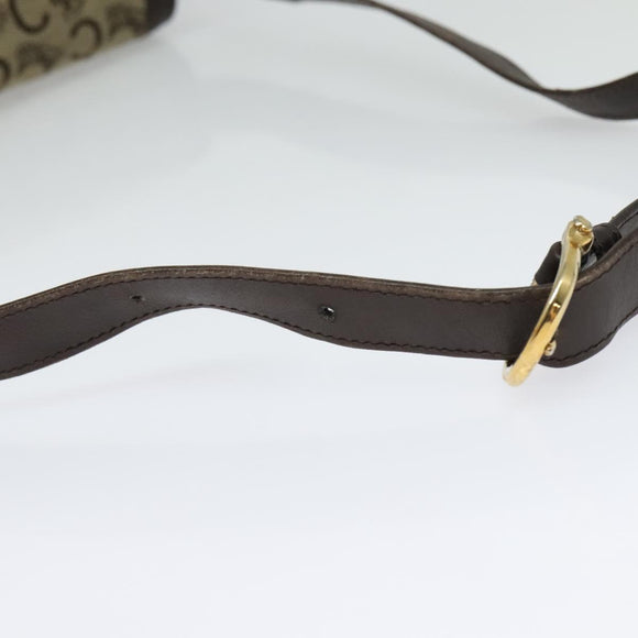 CELINE C Sulky Shoulder Bag Canvas Brown Gold Auth 141070